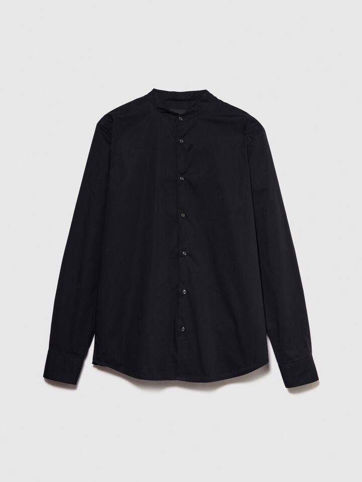 Mandarin collar shirt - men's slim fit shirts - Black | Sisley image number 6